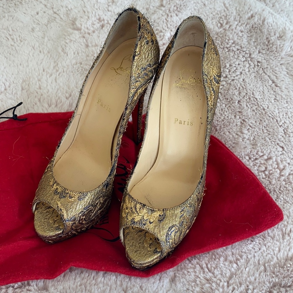 Christian Louboutin gold heels